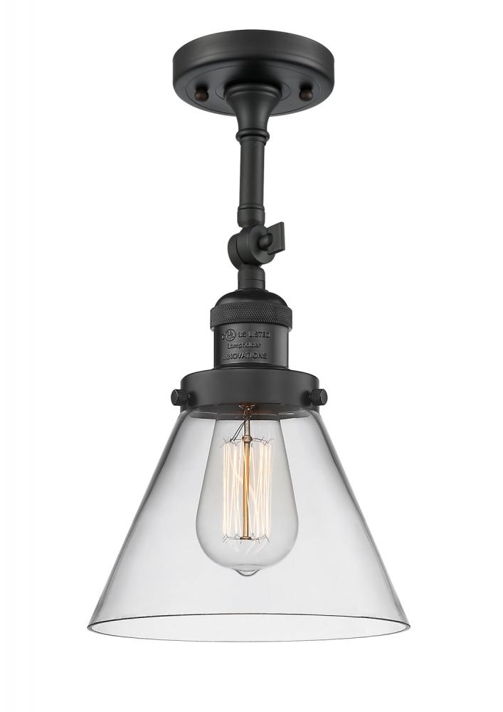 Cone - 1 Light - 8 inch - Matte Black - Adjustable Semi-Flush Mount