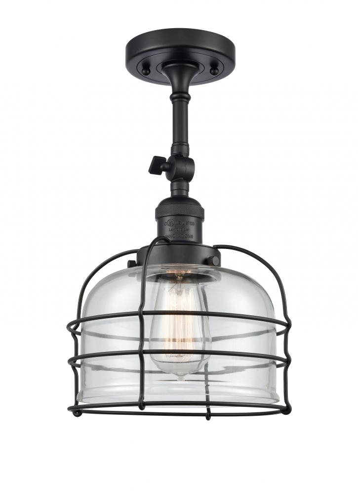 Bell Cage - 1 Light - 9 inch - Matte Black - Adjustable Semi-Flush Mount