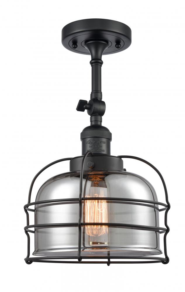 Bell Cage - 1 Light - 9 inch - Matte Black - Adjustable Semi-Flush Mount