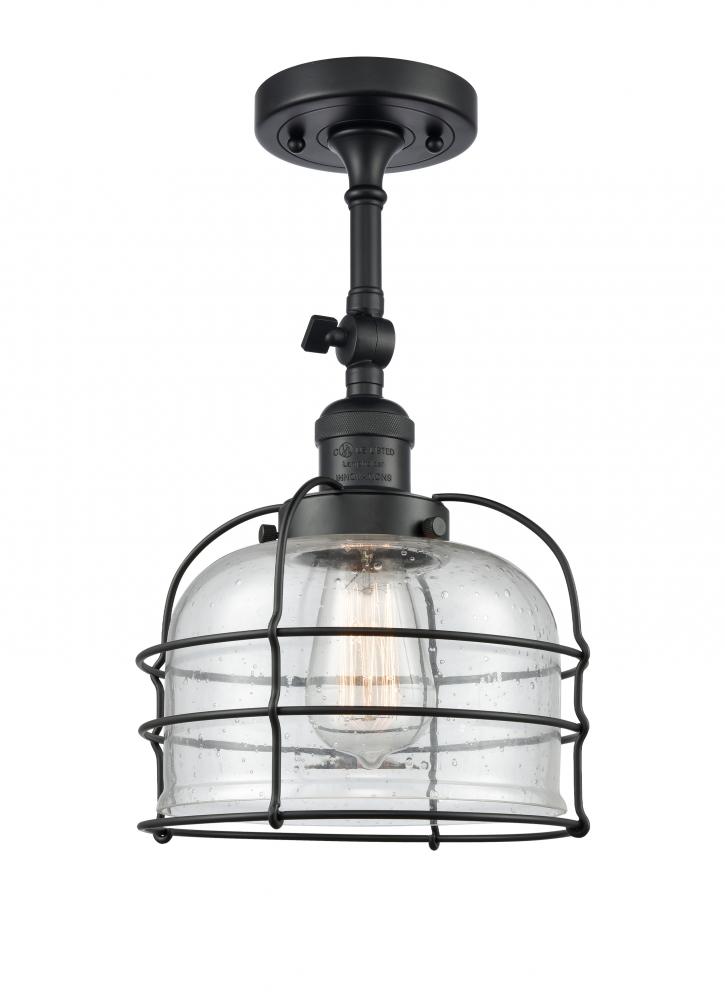 Bell Cage - 1 Light - 9 inch - Matte Black - Adjustable Semi-Flush Mount
