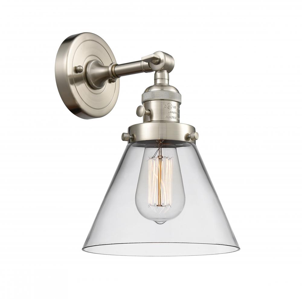 Cone - 1 Light - 8 inch - Brushed Satin Nickel - Adjustable Sconce