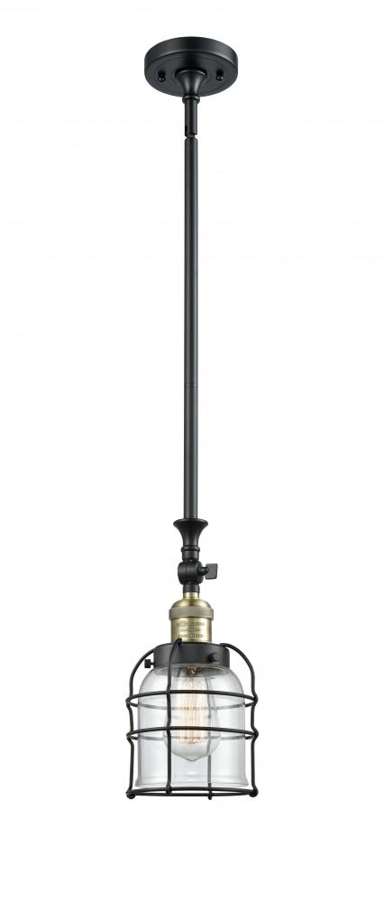 Bell Cage - 1 Light - 6 inch - Black Antique Brass - Stem Hung - Adjustable Mini Pendant
