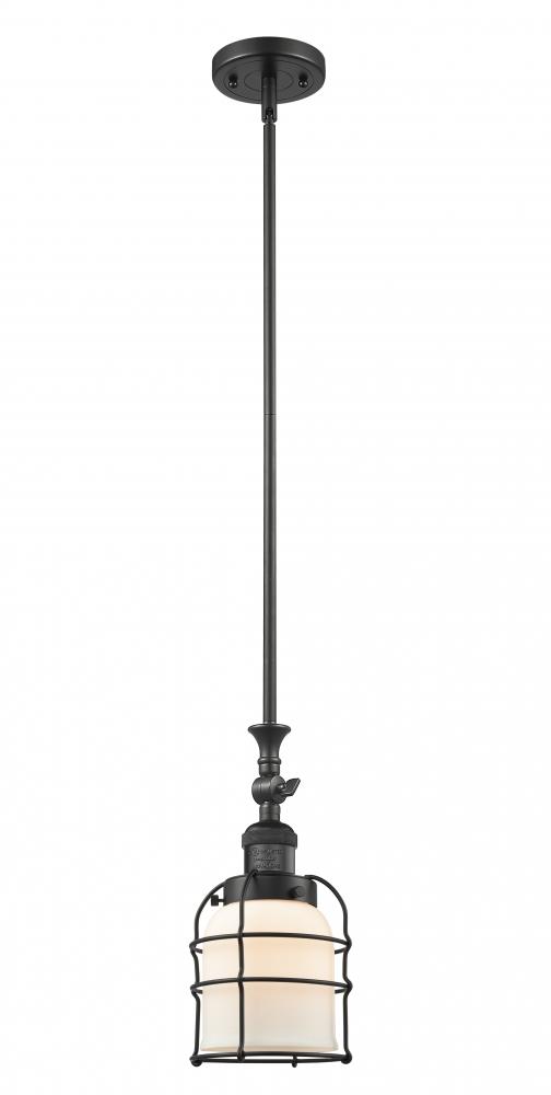 Bell Cage - 1 Light - 6 inch - Matte Black - Stem Hung - Adjustable Mini Pendant
