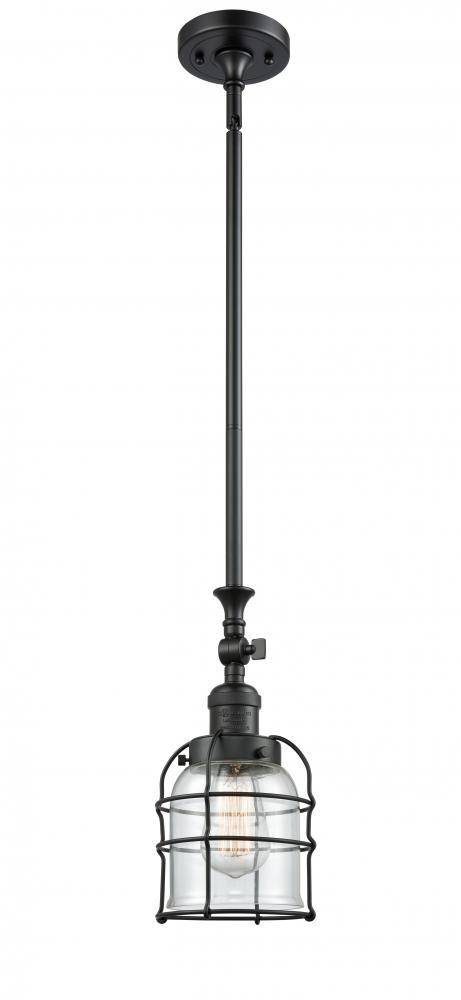 Bell Cage - 1 Light - 6 inch - Matte Black - Stem Hung - Adjustable Mini Pendant