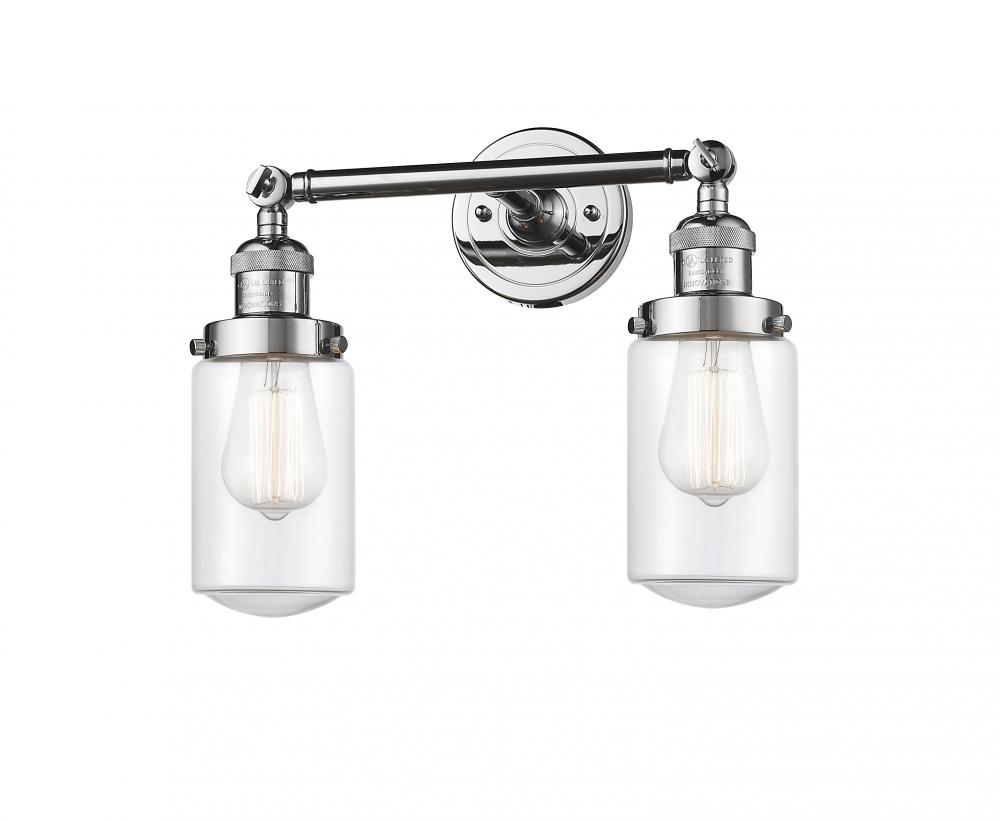 Dover - 2 Light - 14 inch - Polished Chrome - Adjustable Bath Vanity Light