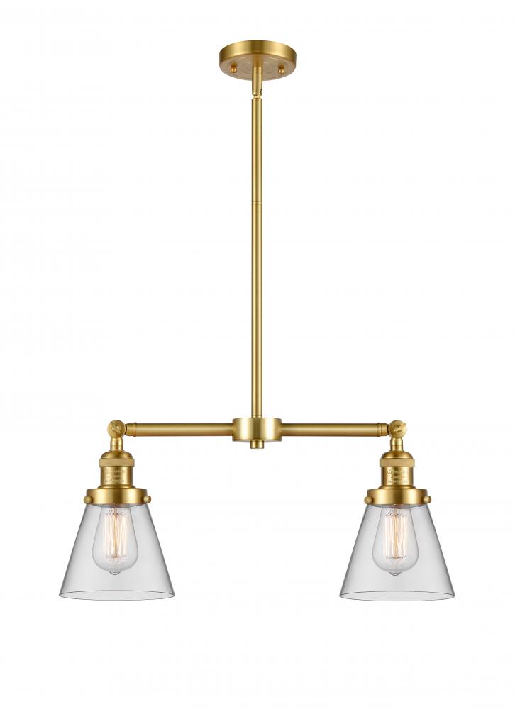 Cone - 2 Light - 21 inch - Satin Gold - Stem Hung - Adjustable Island Light