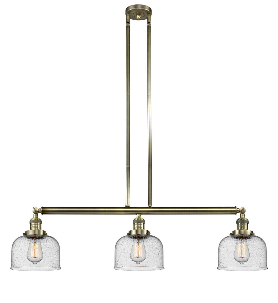Bell - 3 Light - 41 inch - Antique Brass - Stem Hung - Adjustable Island Light
