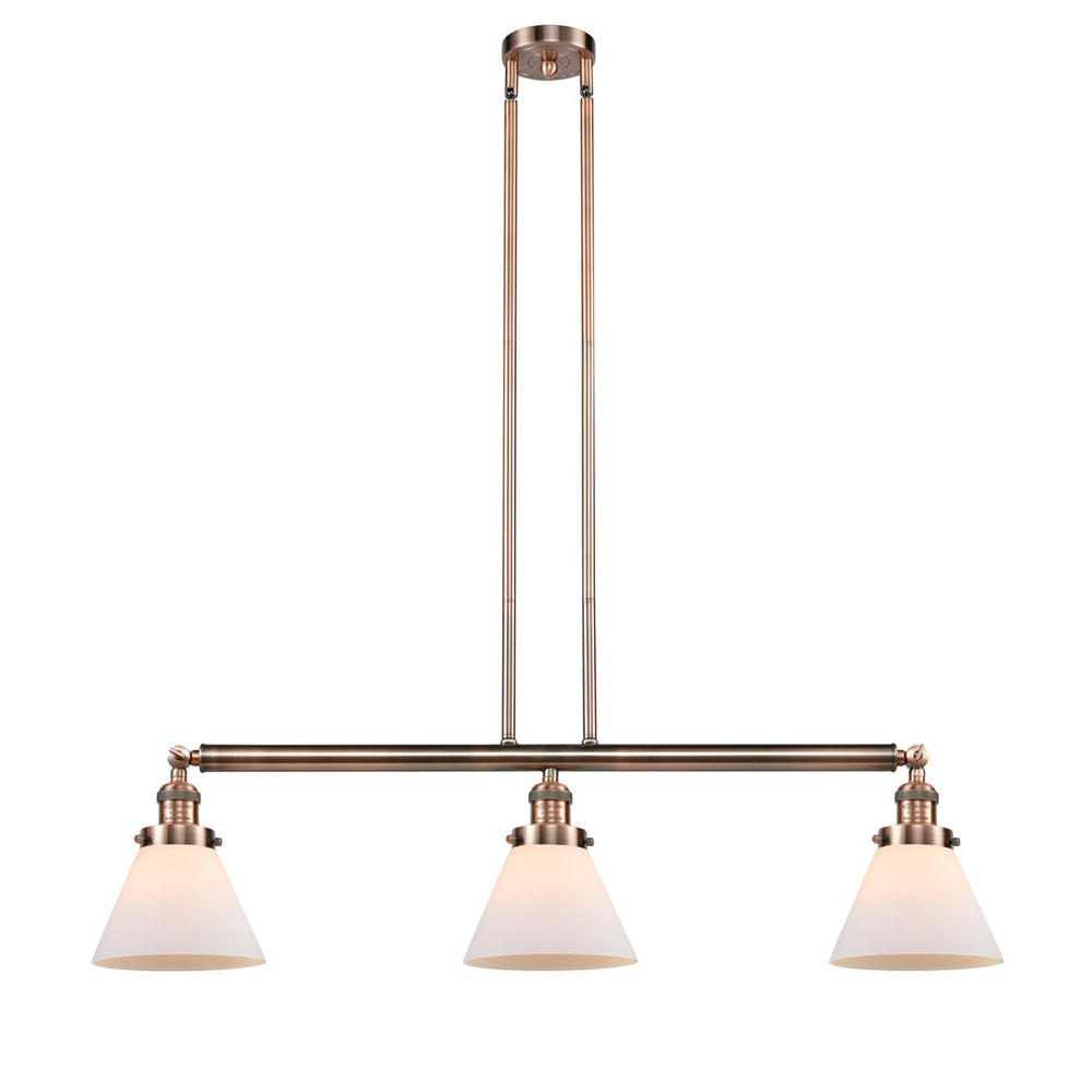 Cone - 3 Light - 40 inch - Antique Copper - Stem Hung - Adjustable Island Light
