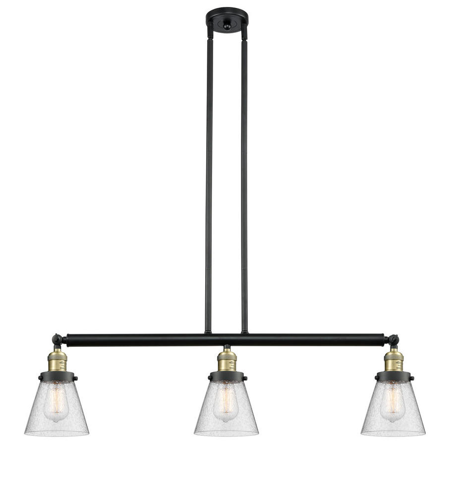 Cone - 3 Light - 39 inch - Black Antique Brass - Stem Hung - Adjustable Island Light
