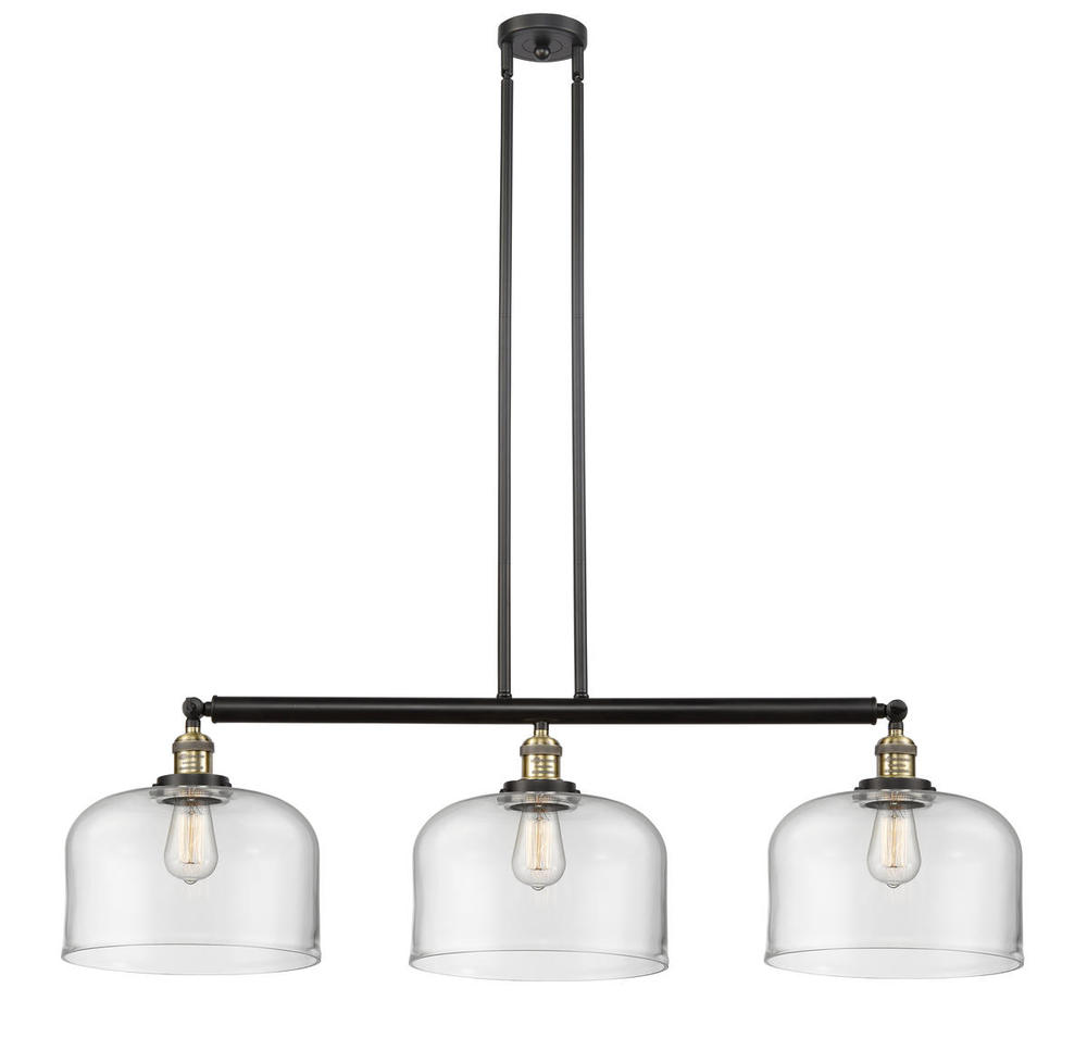 Bell - 3 Light - 42 inch - Black Antique Brass - Stem Hung - Adjustable Island Light
