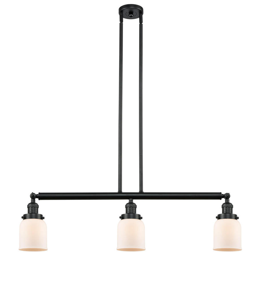 Bell - 3 Light - 38 inch - Matte Black - Stem Hung - Adjustable Island Light