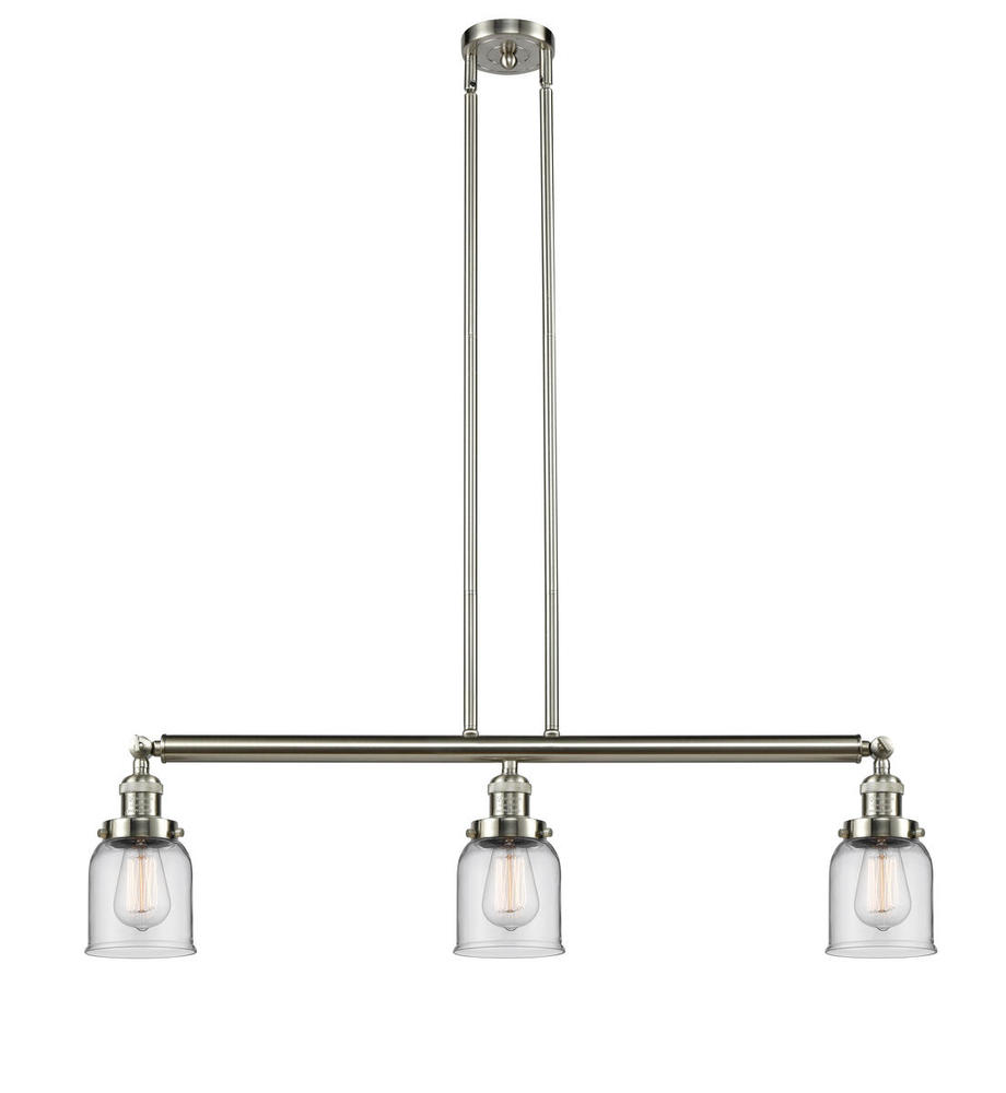 Bell - 3 Light - 38 inch - Brushed Satin Nickel - Stem Hung - Adjustable Island Light