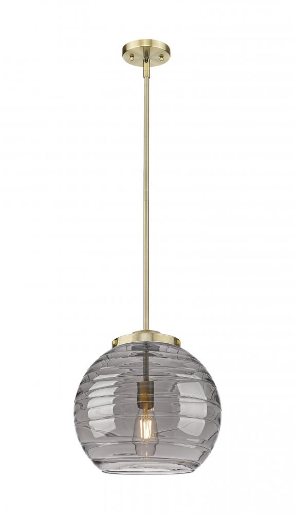 Athens Deco Swirl - 1 Light - 14 inch - Antique Brass - Stem Hung - Pendant