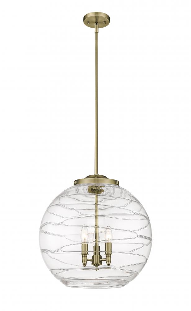 Athens Deco Swirl - 3 Light - 18 inch - Antique Brass - Cord hung - Pendant