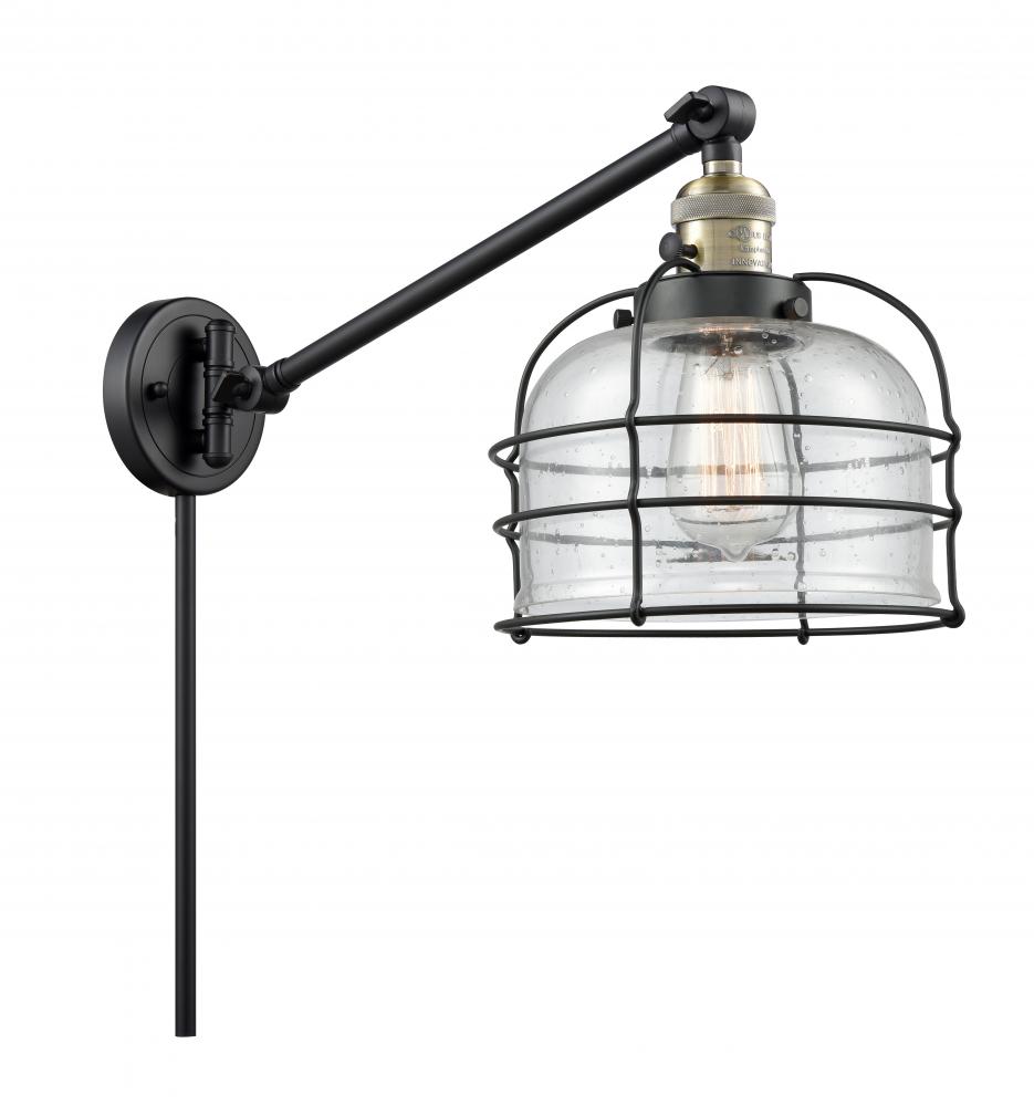 Bell Cage - 1 Light - 8 inch - Black Antique Brass -Adjustable Swing Arm