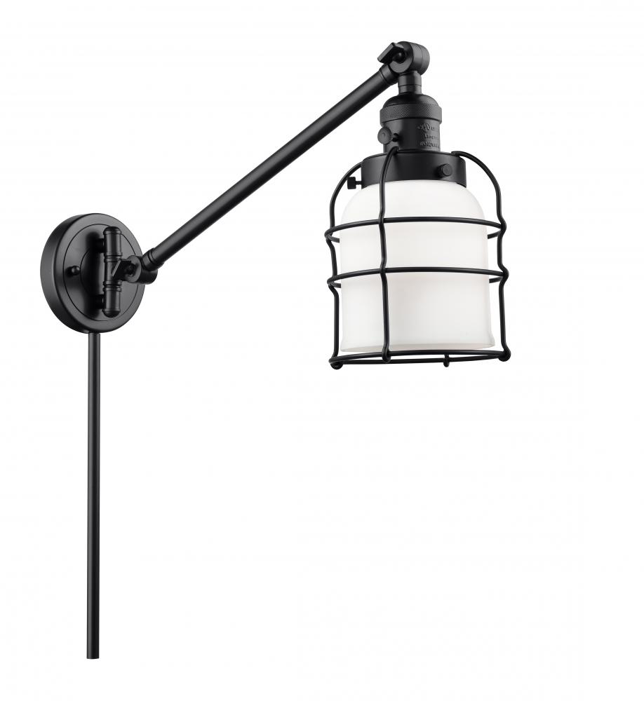 Bell Cage - 1 Light - 8 inch - Matte Black -Adjustable Swing Arm