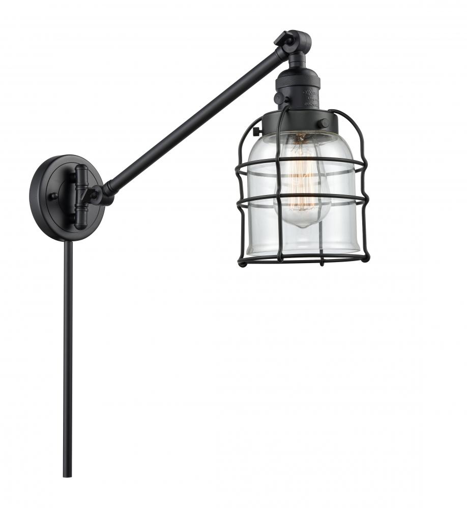 Bell Cage - 1 Light - 8 inch - Matte Black -Adjustable Swing Arm