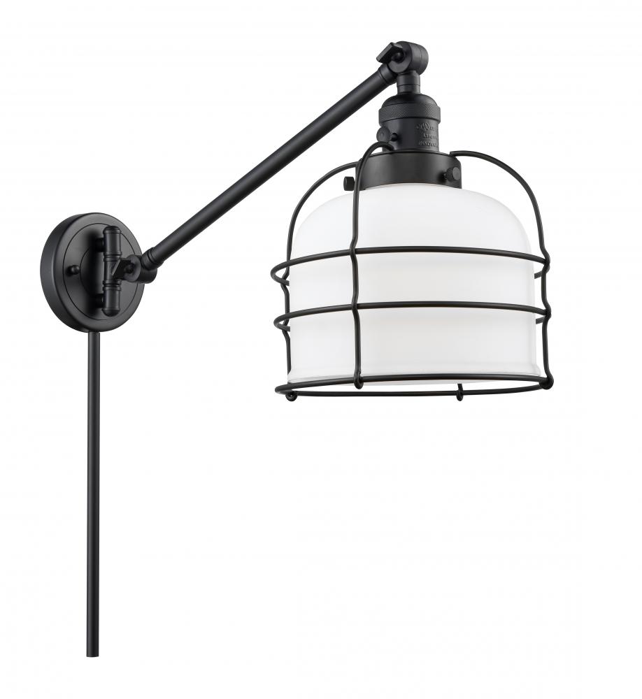 Bell Cage - 1 Light - 8 inch - Matte Black -Adjustable Swing Arm