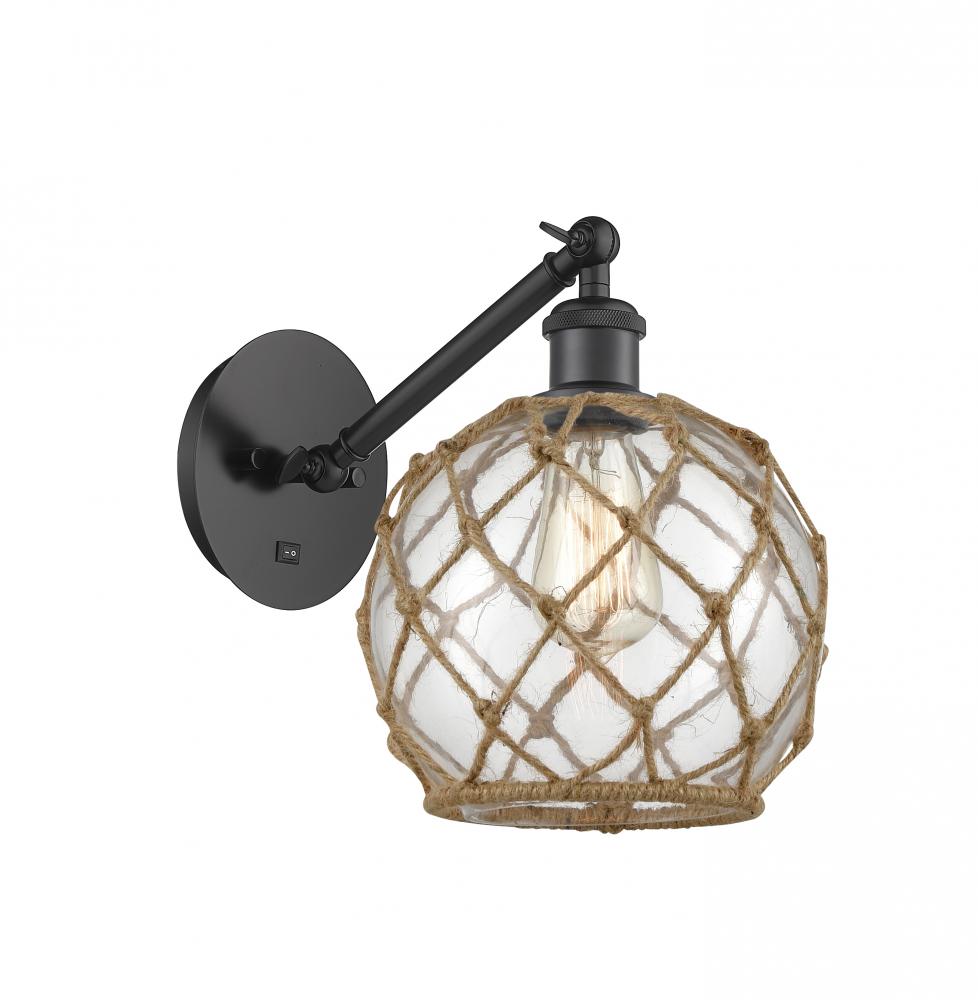 Farmhouse Rope - 1 Light - 8 inch - Matte Black - Adjustable Sconce