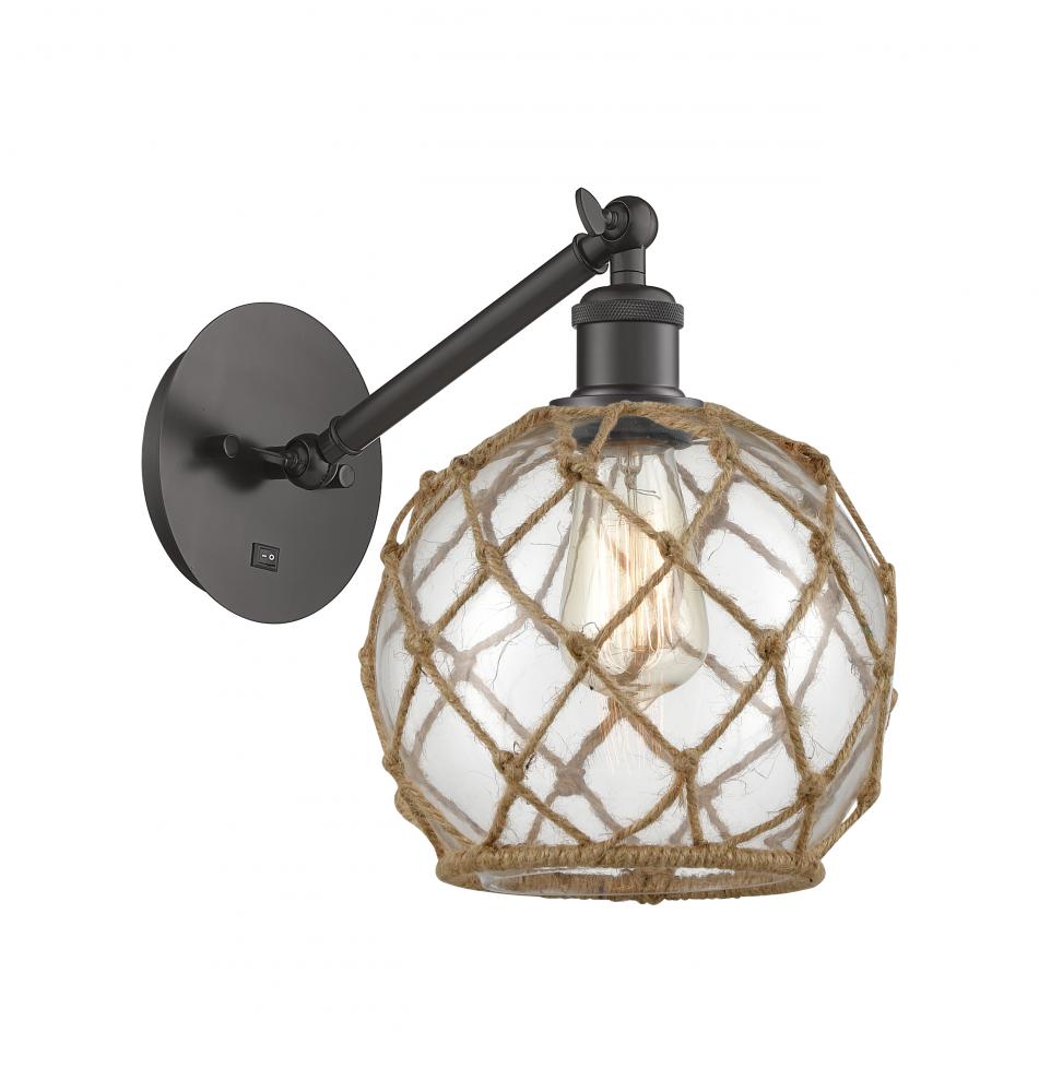 Farmhouse Rope - 1 Light - 8 inch - Oil Rubbed Bronze - Adjustable Sconce