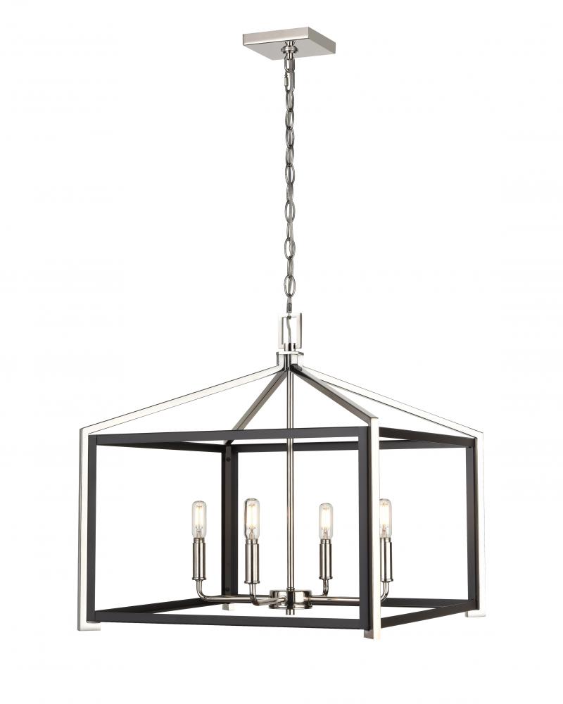 Wiscoy - 4 Light - 20 inch - Black Polished Nickel - Chain Hung - Pendant