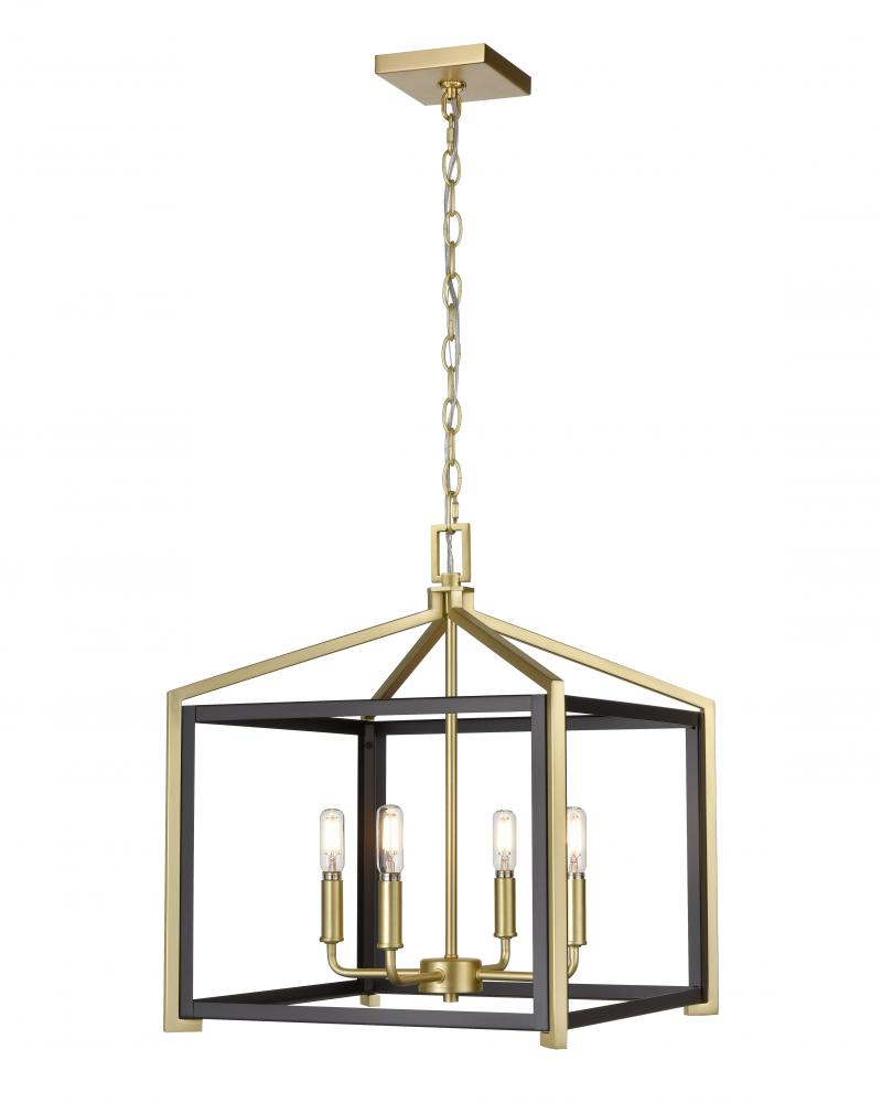 Wiscoy - 4 Light - 16 inch - Black Satin Brass - Chain Hung - Pendant