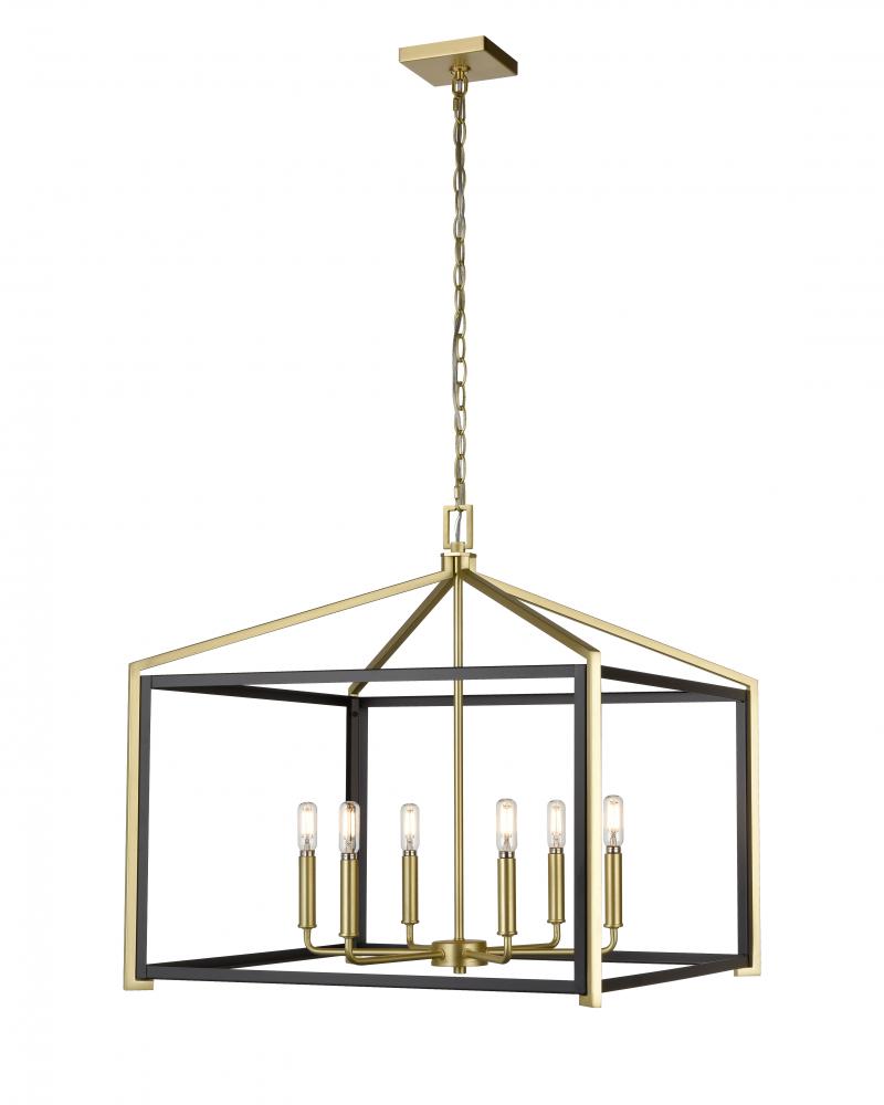 Wiscoy - 6 Light - 24 inch - Black Satin Brass - Chain Hung - Chandelier