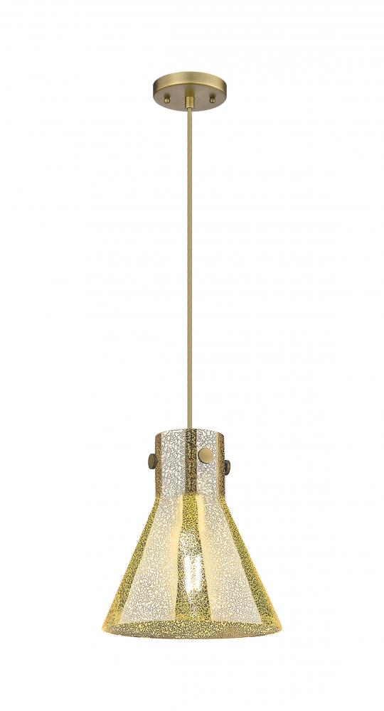 Newton Cone - 1 Light - 10 inch - Brushed Brass - Cord hung - Pendant