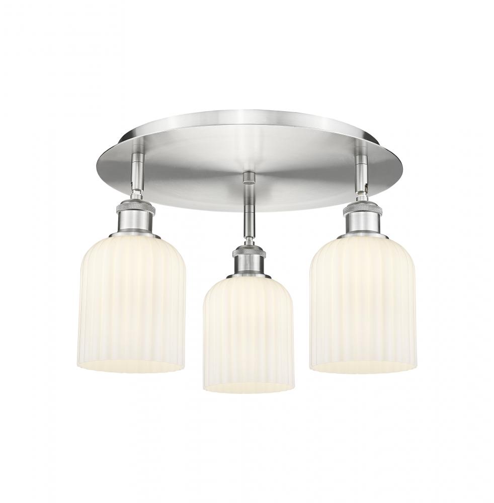 Bridal Veil - 3 Light - 17 inch - Satin Nickel - Flush Mount