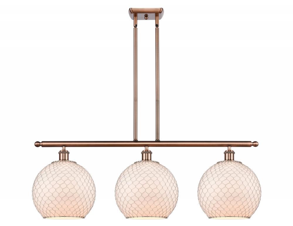 Farmhouse Chicken Wire - 3 Light - 37 inch - Antique Copper - Cord hung - Island Light