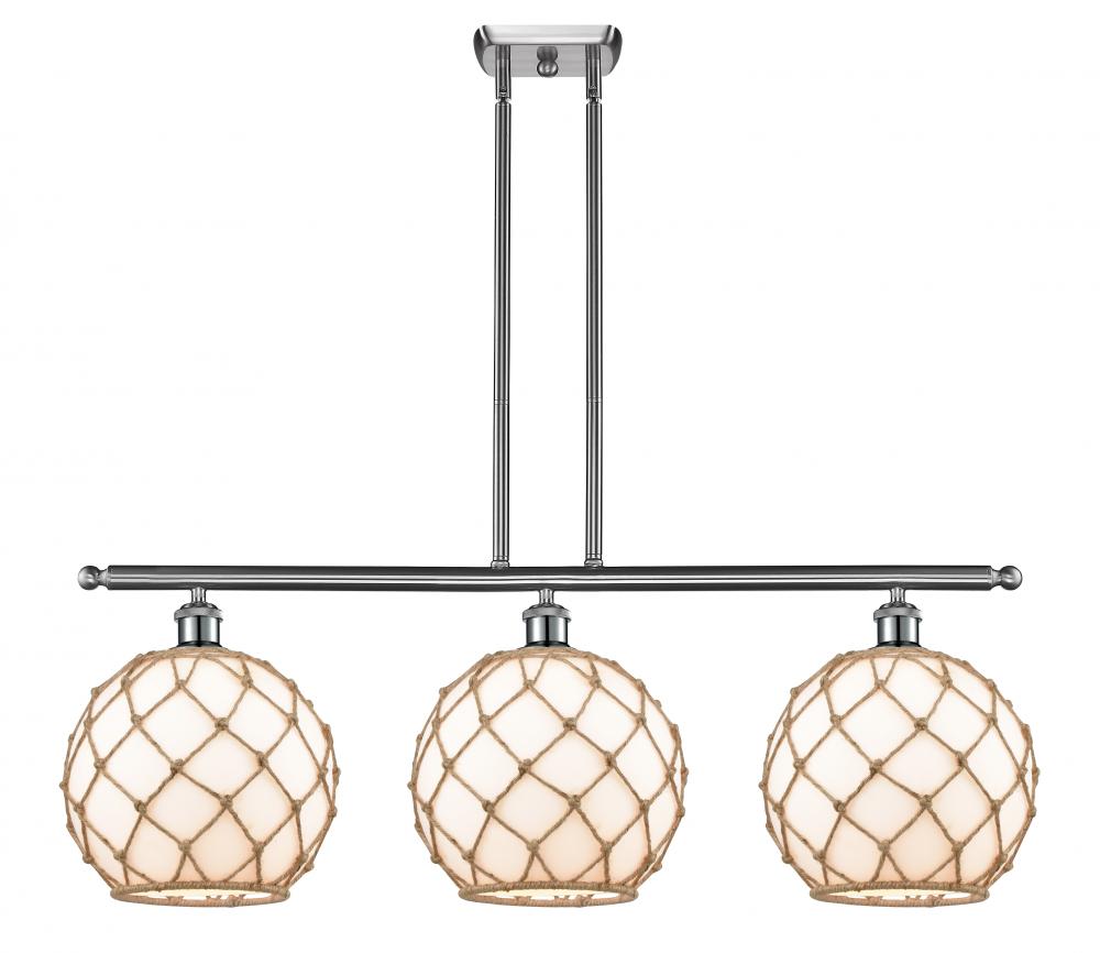 Farmhouse Rope - 3 Light - 37 inch - Brushed Satin Nickel - Cord hung - Island Light