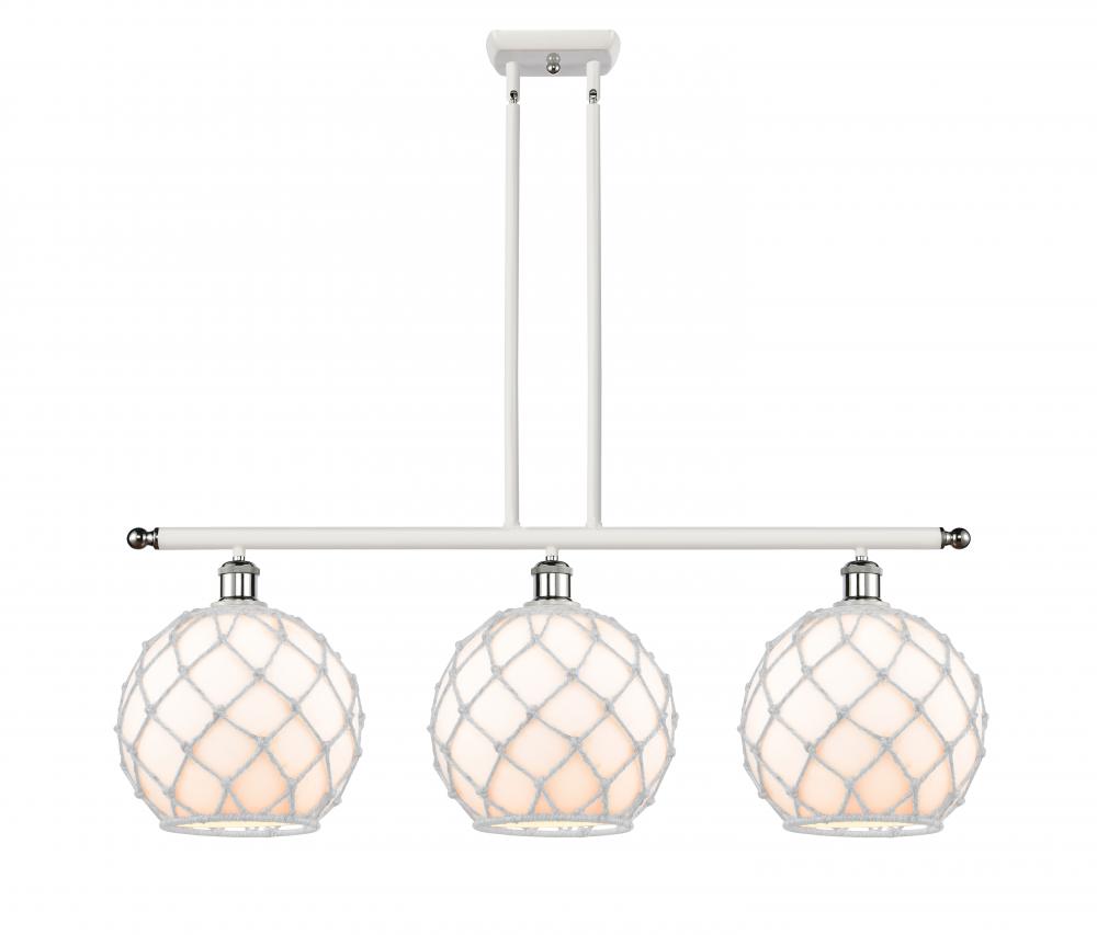 Farmhouse Rope - 3 Light - 37 inch - White Polished Chrome - Cord hung - Island Light