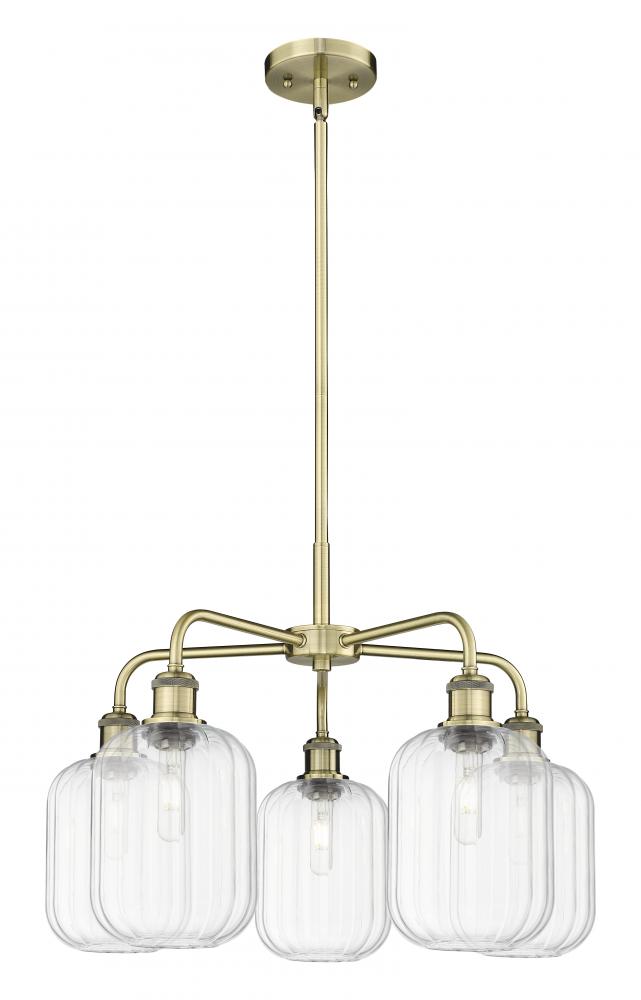 Preston Cylinder - 5 Light - 25 inch - Satin Nickel - Stem hung - Chandelier