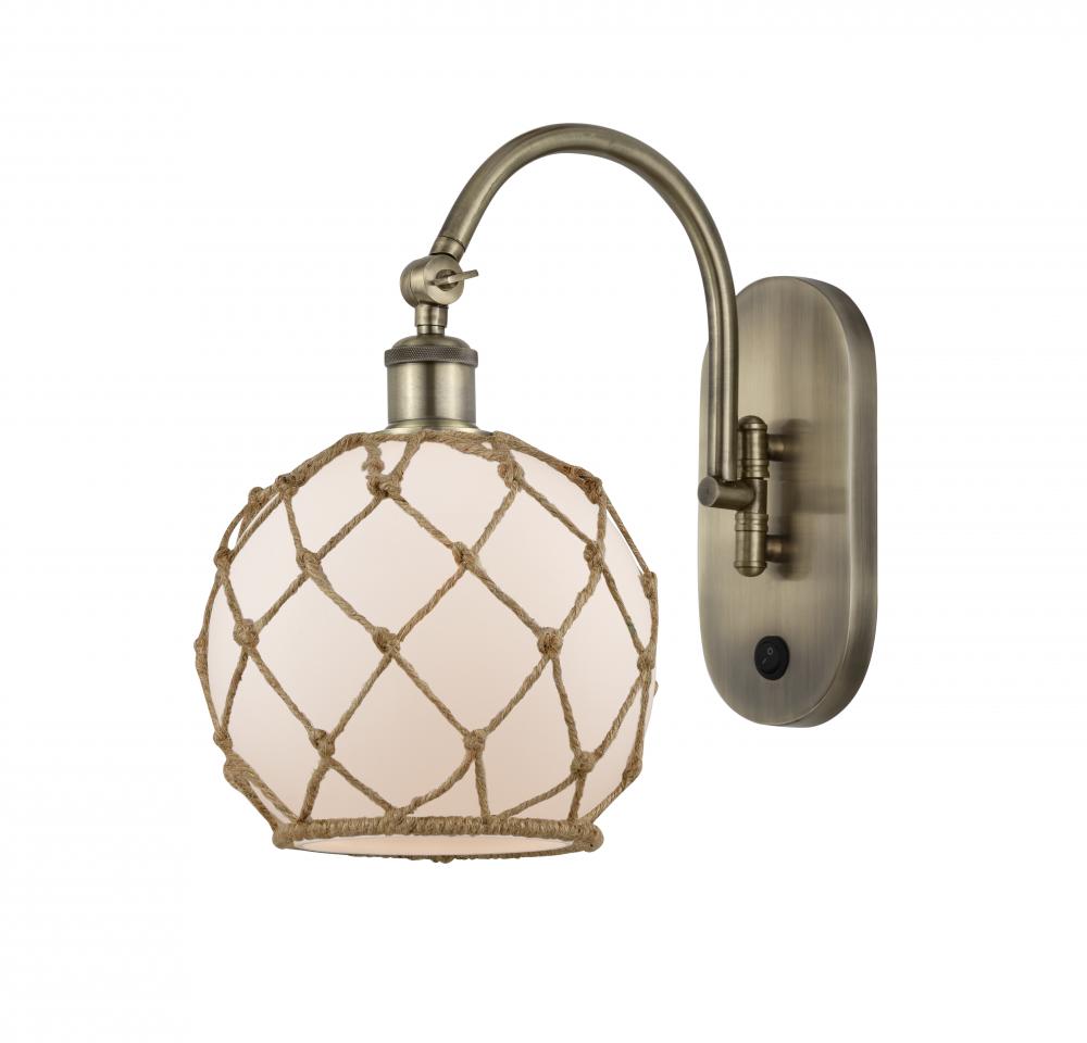 Farmhouse Rope - 1 Light - 8 inch - Antique Brass - Adjustable Swing Arm