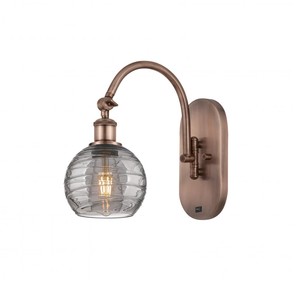 Athens Deco Swirl - 1 Light - 6 inch - Antique Copper - Adjustable Swing Arm