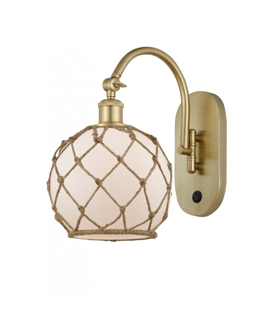 Farmhouse Rope - 1 Light - 8 inch - Satin Gold - Adjustable Swing Arm