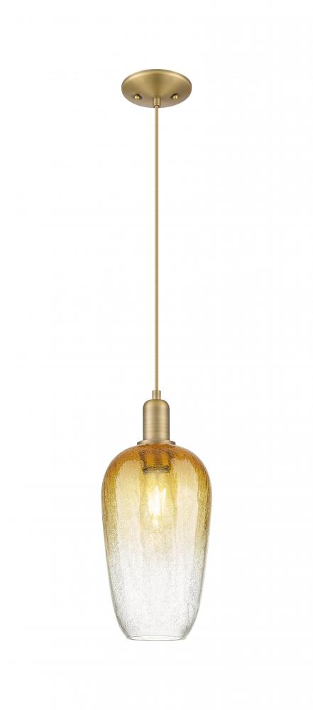 Brookhaven Flute - 1 Light - 6 inch - Satin Gold - Cord hung - Mini Pendant