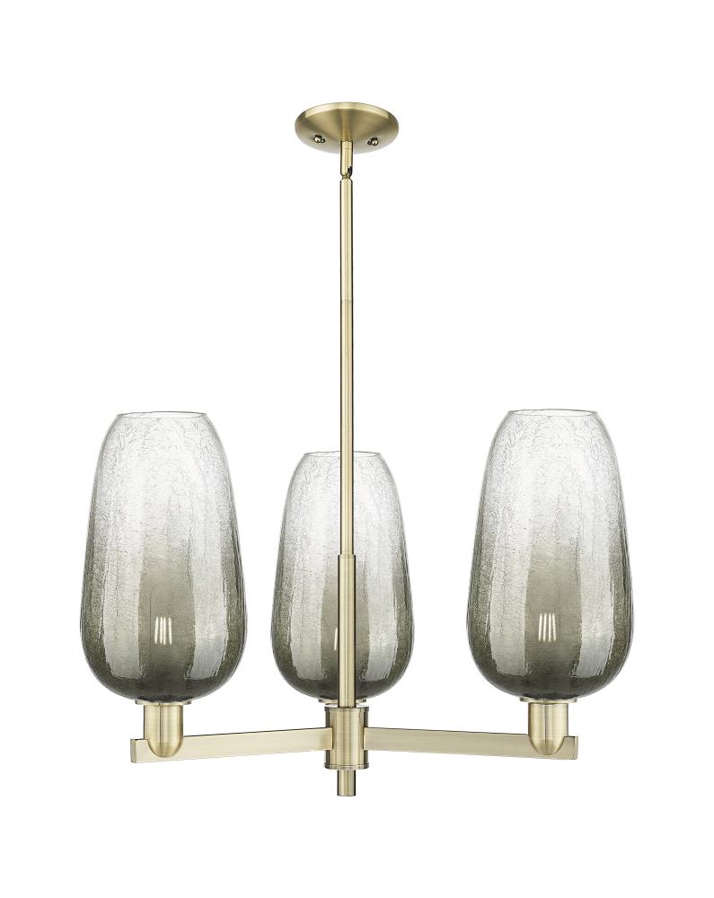 Brookhaven Flute - 3 Light - 18 inch - Antique Brass - Flush Mount