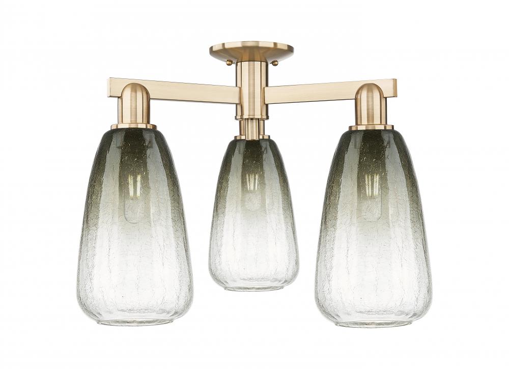 Brookhaven Almond - 3 Light - 6 inch - Champagne Bronze - Semi-Flush Mount