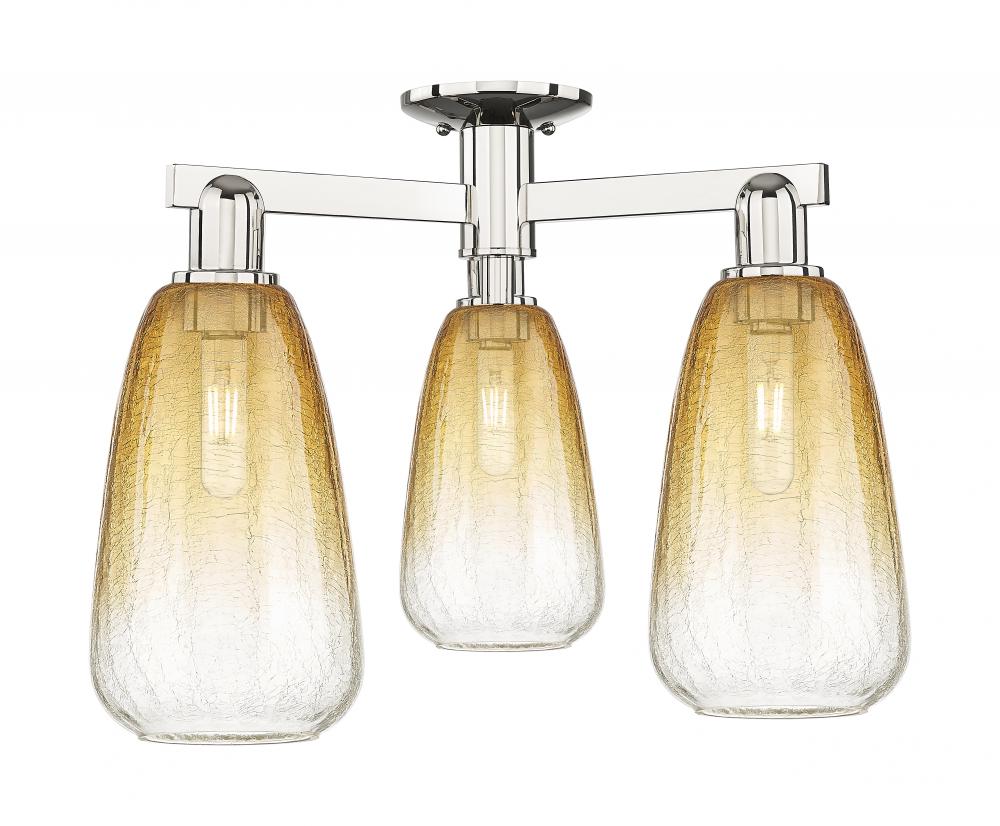 Brookhaven Almond - 3 Light - 6 inch - Polished Nickel - Semi-Flush Mount