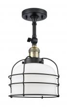 Innovations Lighting 201F-BAB-G71-CE - Bell Cage - 1 Light - 9 inch - Black Antique Brass - Adjustable Semi-Flush Mount
