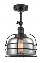 Innovations Lighting 201F-BK-G73-CE - Bell Cage - 1 Light - 9 inch - Matte Black - Adjustable Semi-Flush Mount