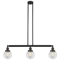 Innovations Lighting 213-BK-G202-6 - Beacon - 3 Light - 39 inch - Matte Black - Stem Hung - Adjustable Island Light