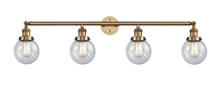 Innovations Lighting 215-BB-G204-6 - Beacon - 4 Light - 42 inch - Brushed Brass - Adjustable Bath Vanity Light