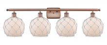 Innovations Lighting 516-4W-AC-G121-8RW - Farmhouse Rope - 4 Light - 38 inch - Antique Copper - Bath Vanity Light