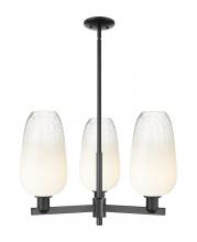 Innovations Lighting 716-3CR-BK-G484-7OP - Brookhaven Flute - 3 Light - 18 inch - Matte Black - Flush Mount