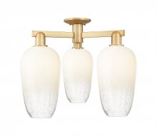 Innovations Lighting 716-3F-BB-G484-7OP - Brookhaven Flute - 3 Light - 6 inch - Brushed Brass - Semi-Flush Mount