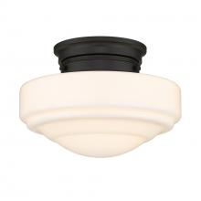 Golden 0508-SF BLK-VMG - Ingalls Semi-Flush in Matte Black with Vintage Milk Glass Shade