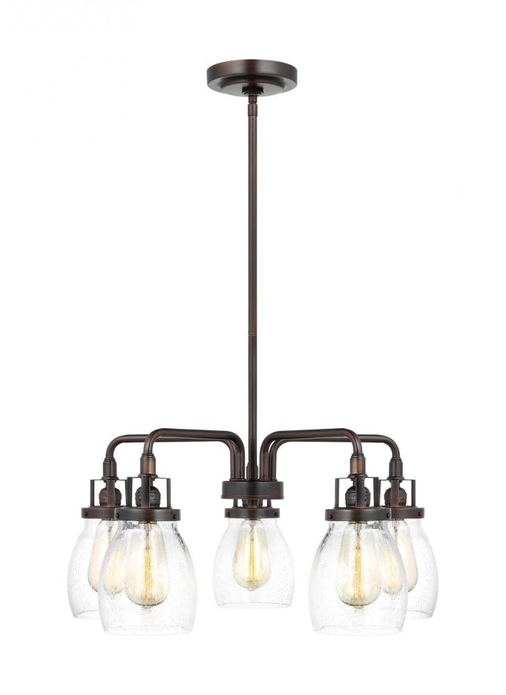 Belton transitional 5-light indoor dimmable ceiling chandelier pendant light in bronze finish with c