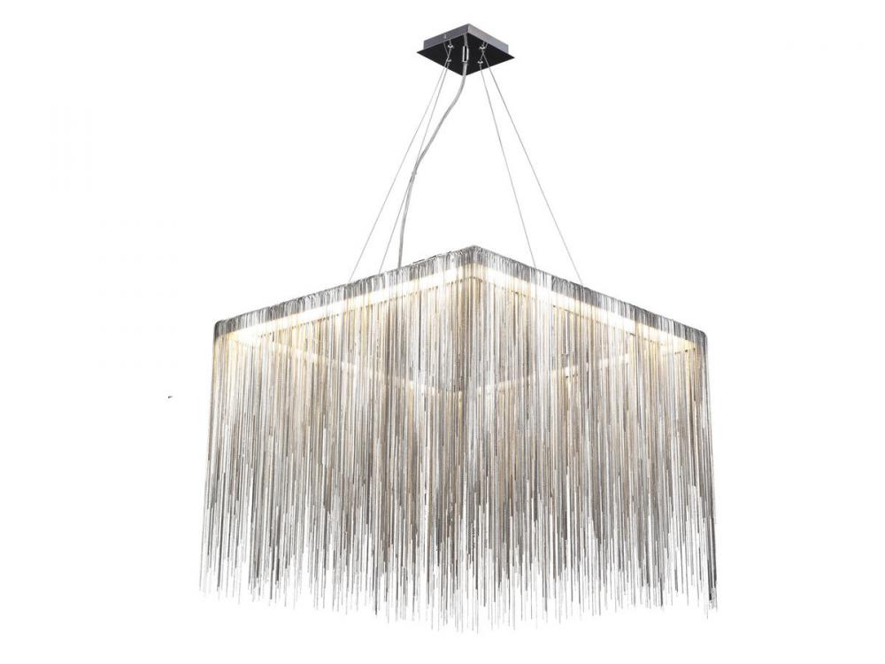 Fountain Ave. Chrome Jewelry Square Hanging Chandelier
